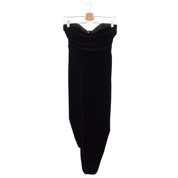 Veronica Beard Black Palo Silk Blend Strapless Ruched Velvet Midi Dress Size 4 - Picture 3 of 6